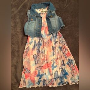 Rare Editions Floral Dress with Blue and Pink Accents